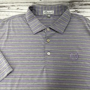 Peter Millar Polo Men's XL Summer Comfort Gray Striped Performance Golf CC
